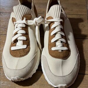 NWOT Sam Eldeman Cream and Brown Sneakers